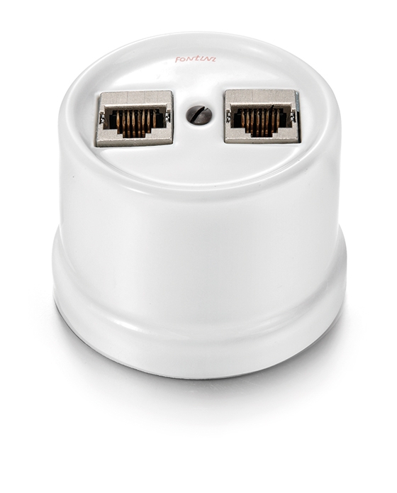 Garby double prise RJ45 Cat.6A  afgeschermd porselein wit