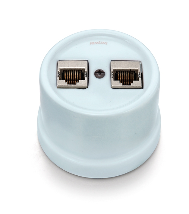 Garby double prise RJ45 Cat.6A shielded porcelain Coton