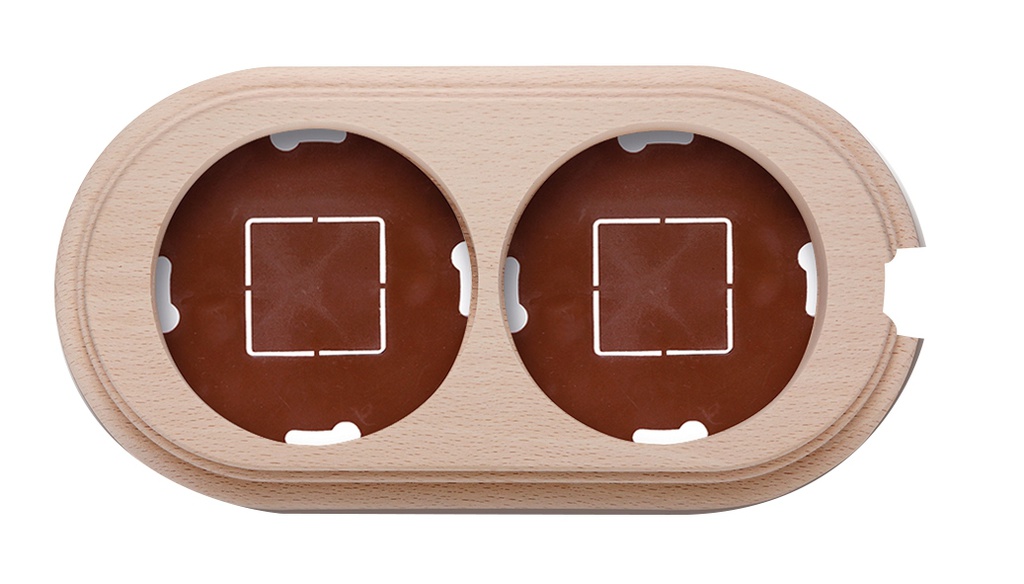 Garby socle 2 modules verticale avec passe-câble hêtre naturel