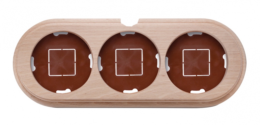 Garby socle 3 modules horizontale avec passe-câble hêtre naturel