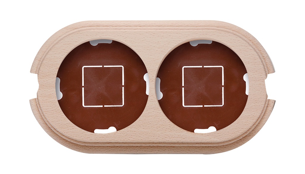 Garby socle 2 modules verticale avec 2 passe-câble hêtre naturel