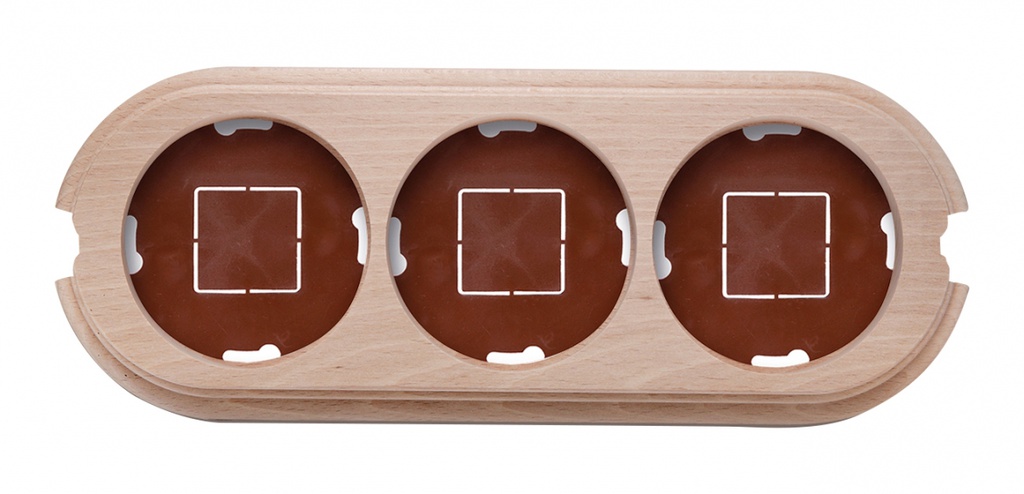 Garby socle 3 modules verticale avec 2 passe-câble hêtre naturel
