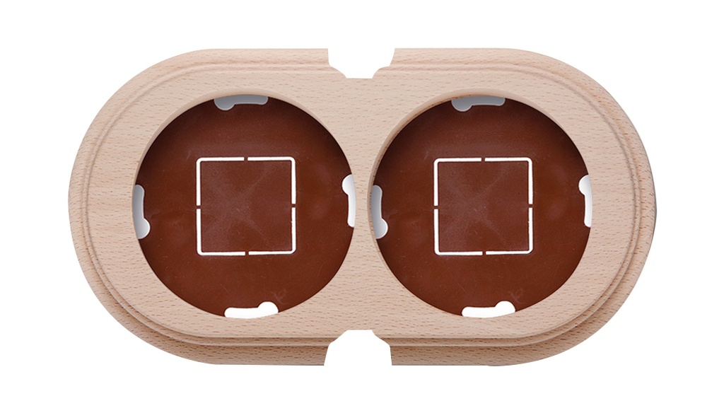Garby socle 2 modules horizontale avec 2 passe-câble hêtre naturel