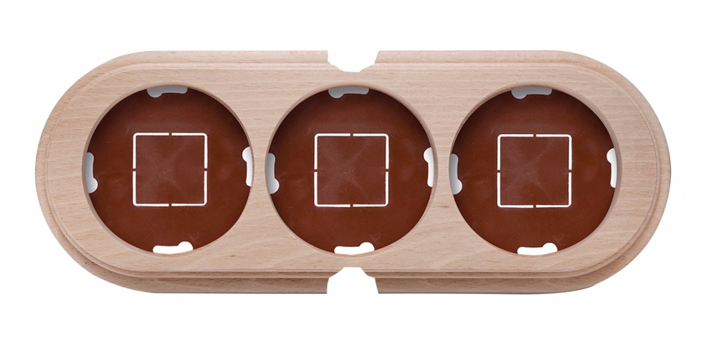 Garby socle 3 modules horizontale avec 2 passe-câble hêtre naturel