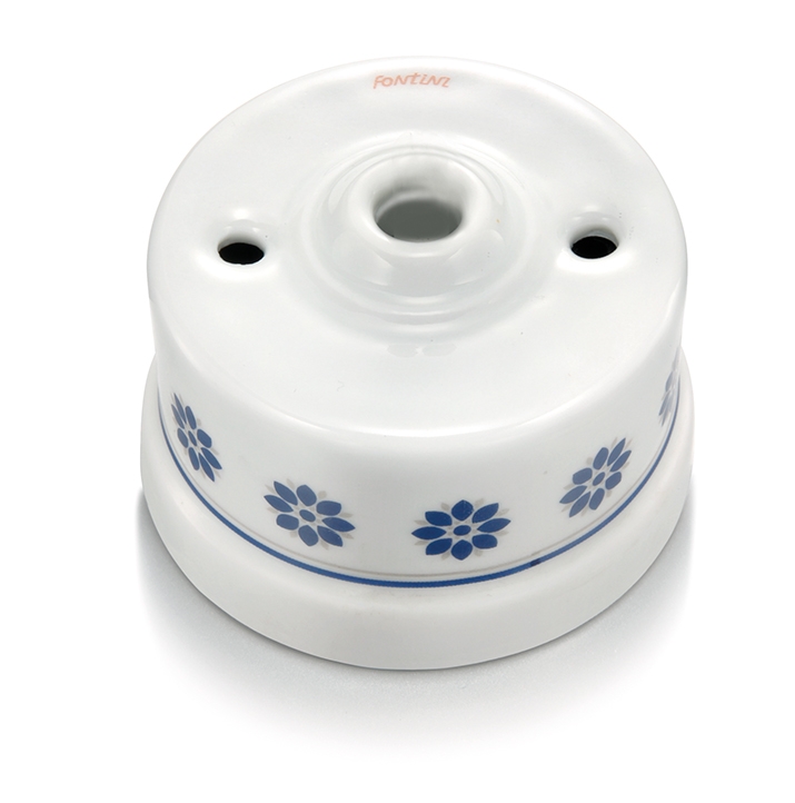 Garby sortie de câble porcelaine décor bleu/argent
