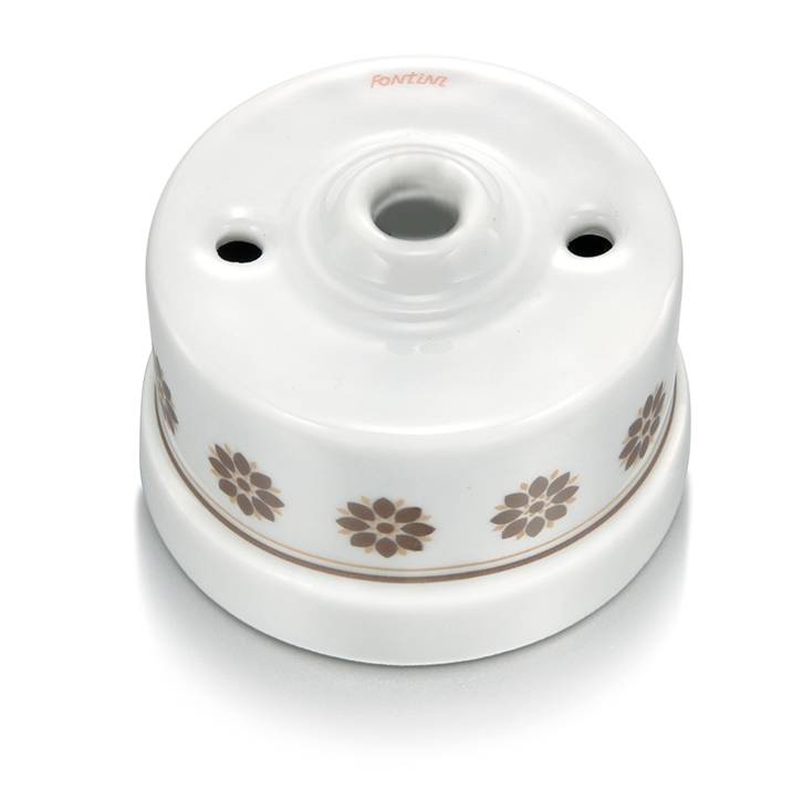 Garby sortie de câble porcelaine décor marron/doré