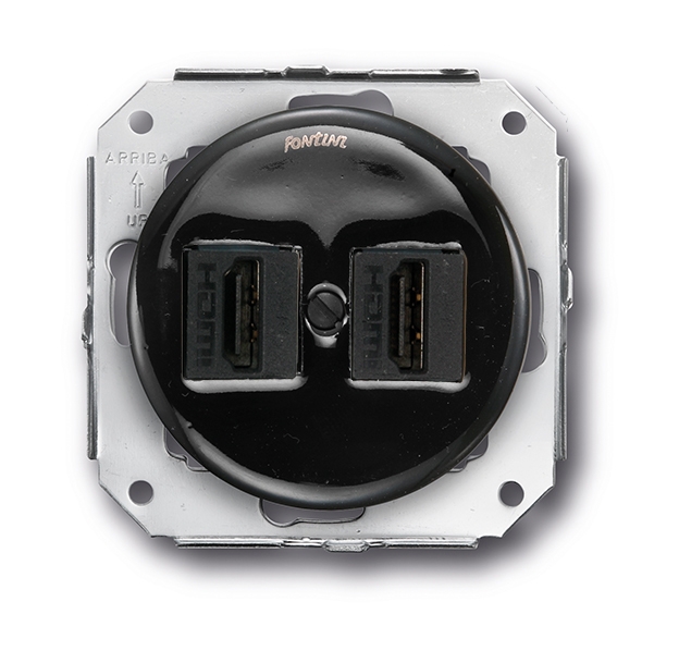 Garby Colonial double aansluitport HDMI porcelaine noir