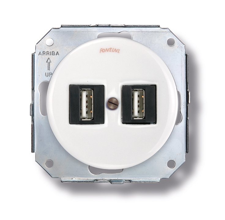 Garby Colonial double aansluitport USB A porcelaine blanc