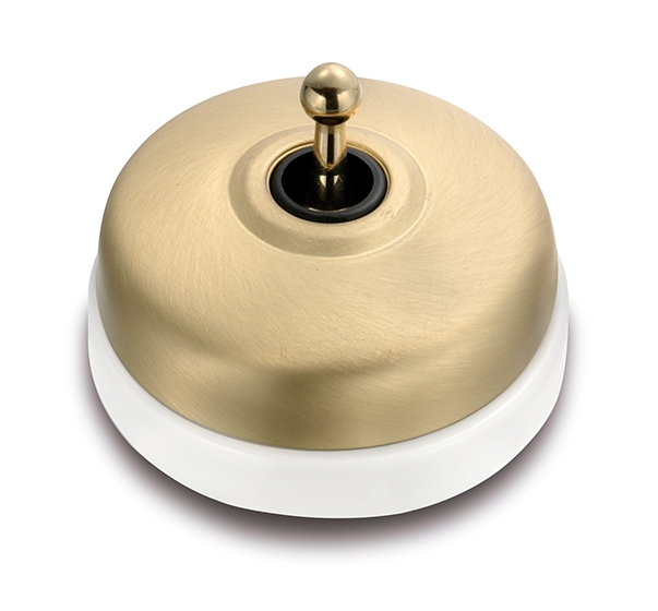Dimbler toggle switch 10A/250V AC - 24V DC base porcelain white/knob, dome gold