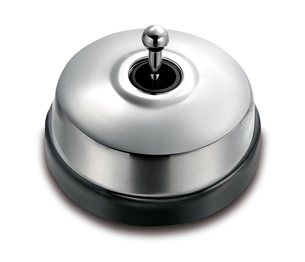 Dimbler interrupteur bipolaire 10A/250V base en porcelaine noir/bouton et dome chromé