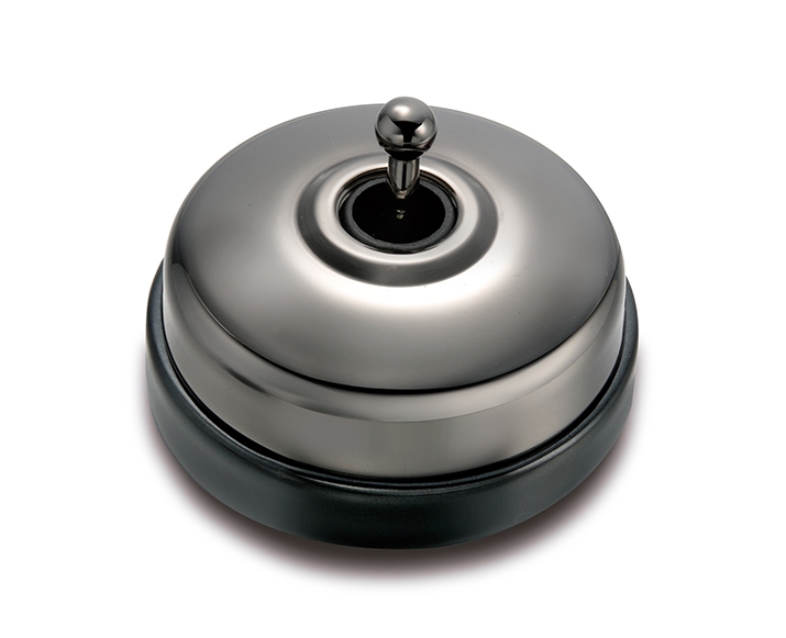 Dimbler switch II pôles 10A/250V base porcelain black/knob, dome nickel