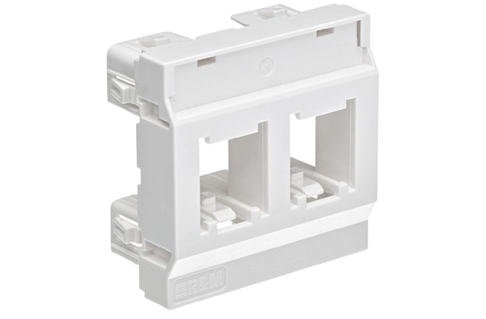 Plastron 45x45, 2x1-port Cat.6A, blanc (RAL 9003)