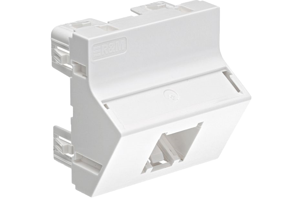 Plastron incliné 45x45, 1-port Cat.6A, blanc (RAL 9003)