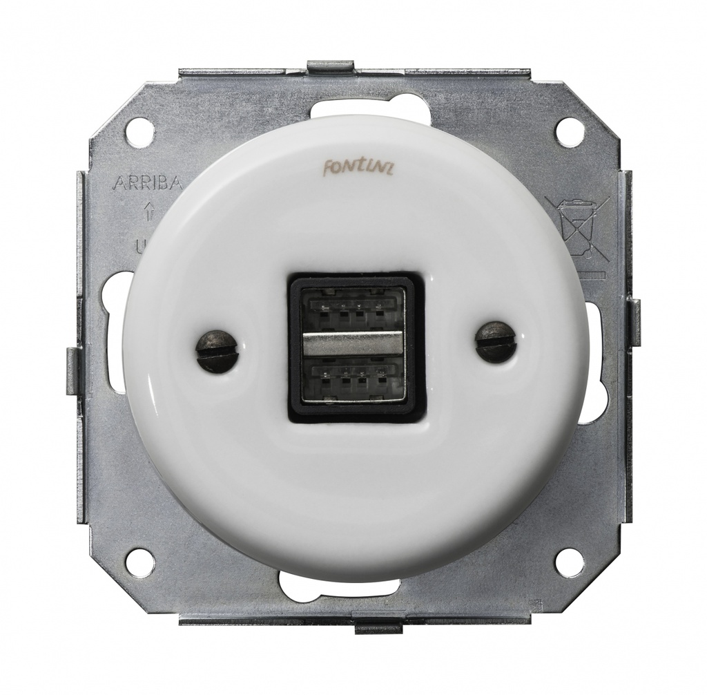 Garby Colonial inbouw dubbele USB-oplader 5V 2,6A porselein wit