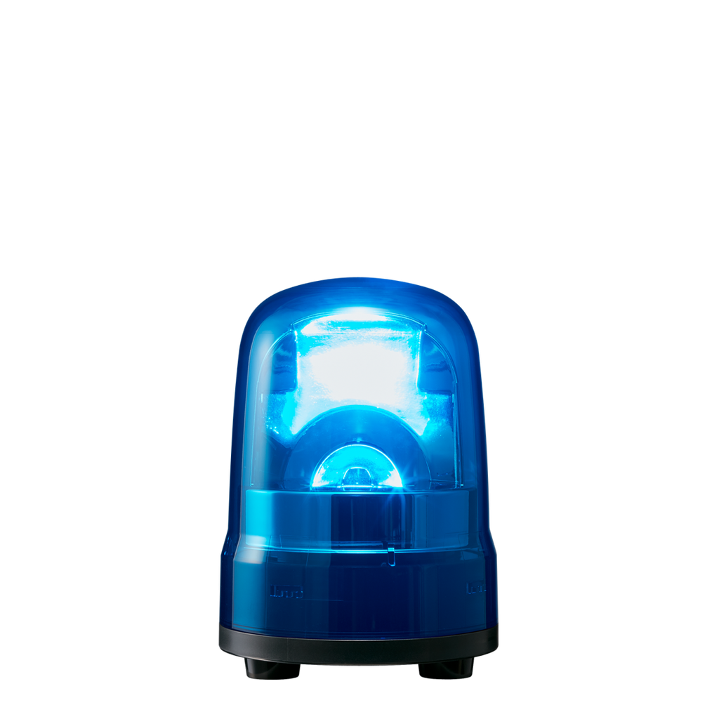 LED rotation beacon, IP23, Ø100mm 100-240V AC, cable/buzzer/blue
