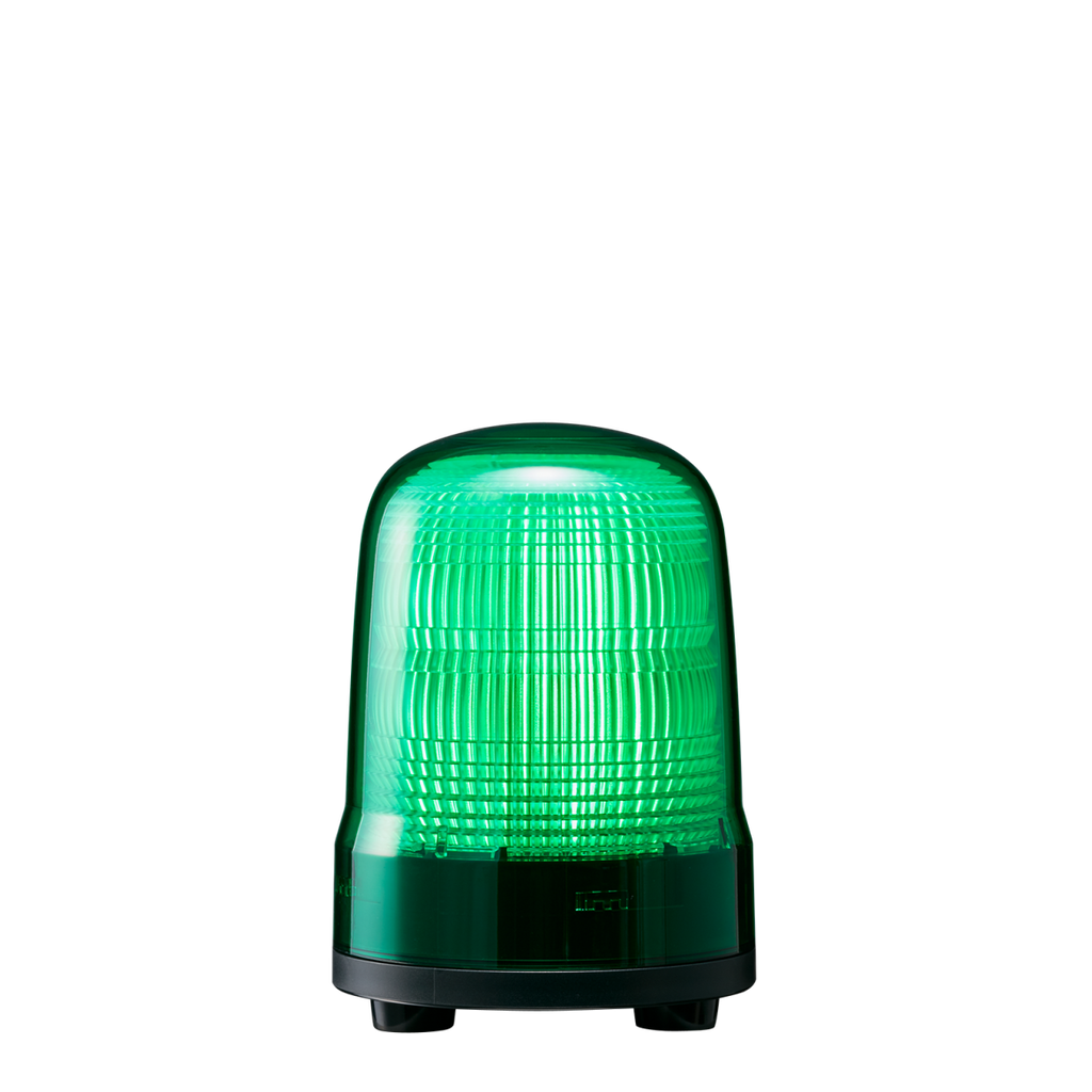 LED beacon, IP23, Ø100mm, 100-240V AC, cable, green