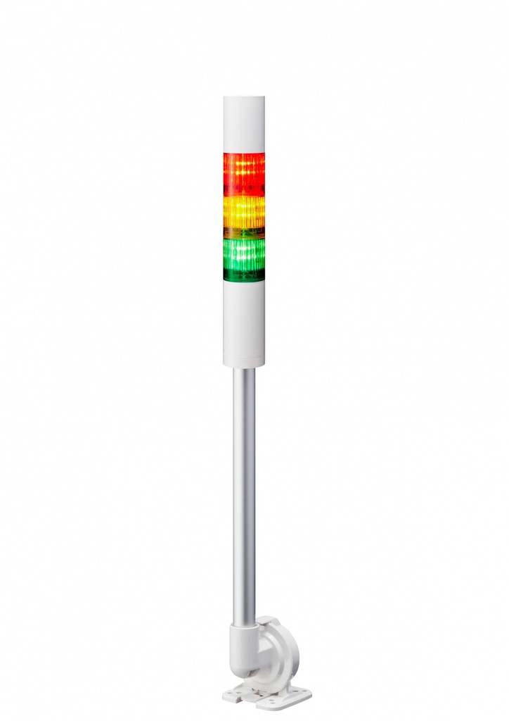 LED signal tower, Ø40mm, 24V DC, pole mount/cable, flash/buzzer, off-white