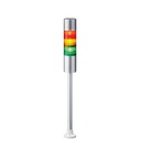 LED signal tower, Ø60mm, 24V DC, pole mount/cable, flash/buzzer, silver