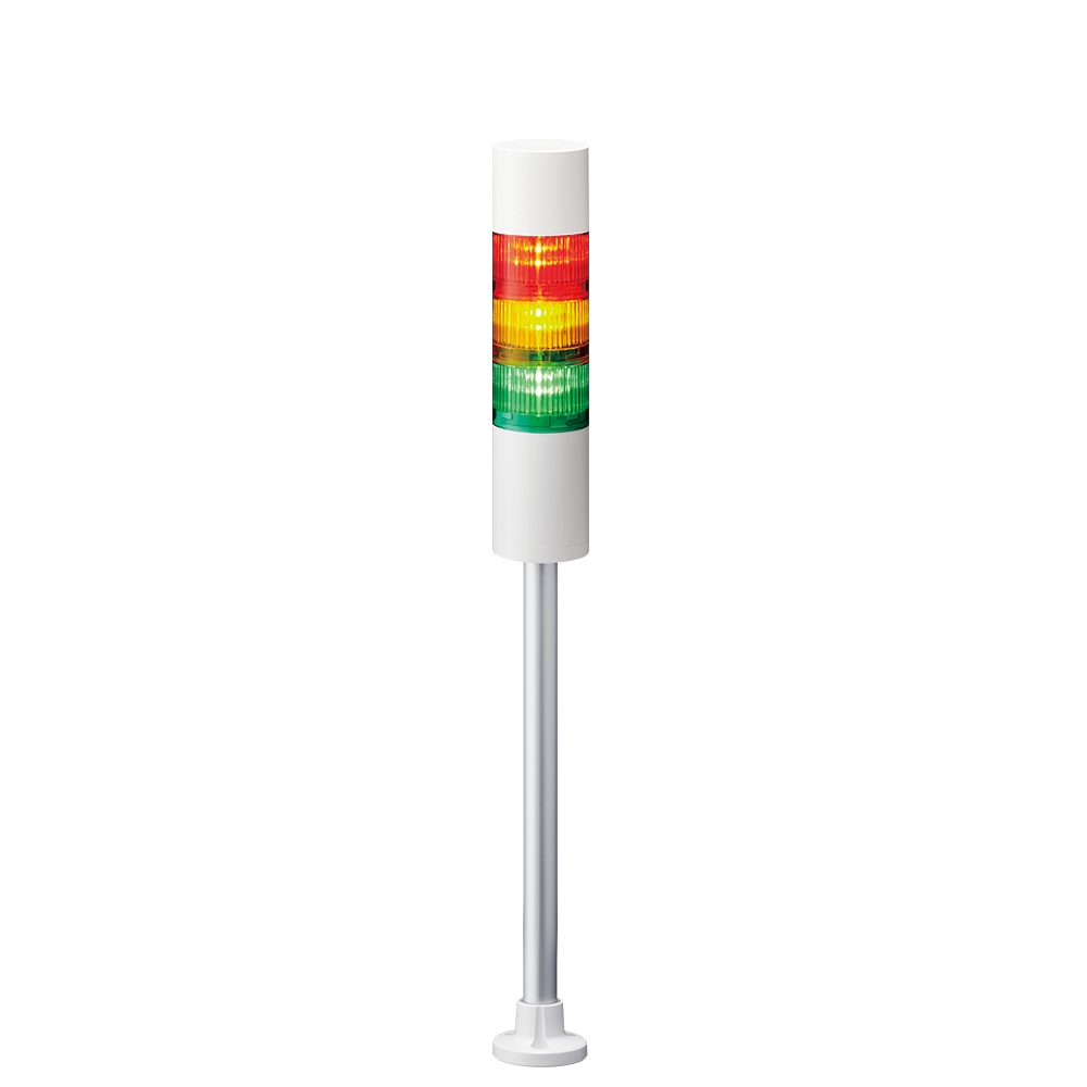 LED signaaltoren LR6 │ zoemer │ paalmontage │ kabel │ Ø60mm │ 24V DC │ gebroken wit │ rood/geel/groen