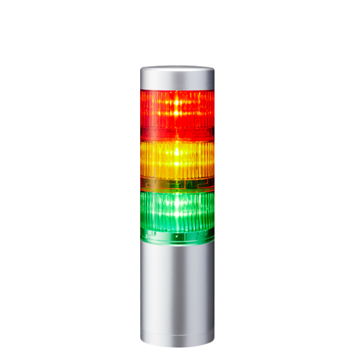 LED signal tower, Ø60mm, 24V DC, direct mount/cable, silver
