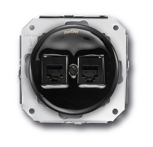 Garby double telephone socket RJ12 porcelain black