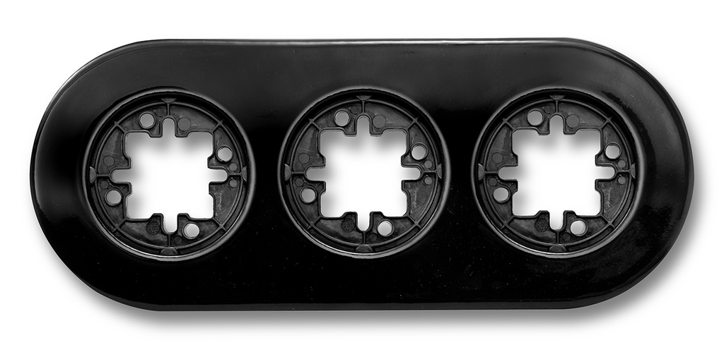DO opbouw afdekplaat 3 modules porselein zwart
