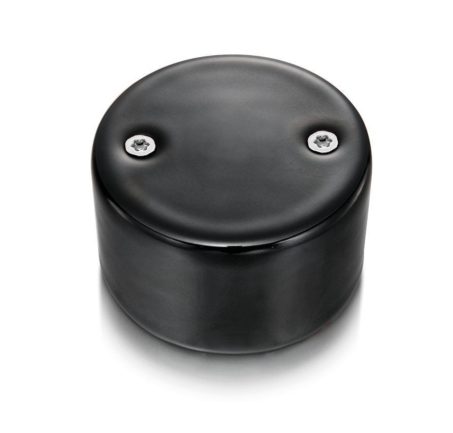 DO installation en saillie couvercle aveugle en porcelaine noire, vis chromés