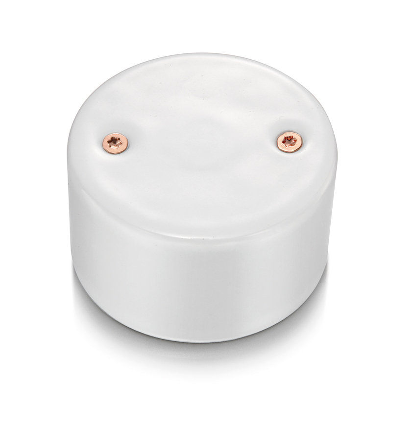 DO installation en saillie couvercle aveugle en porcelaine blanche, vis cuivrés