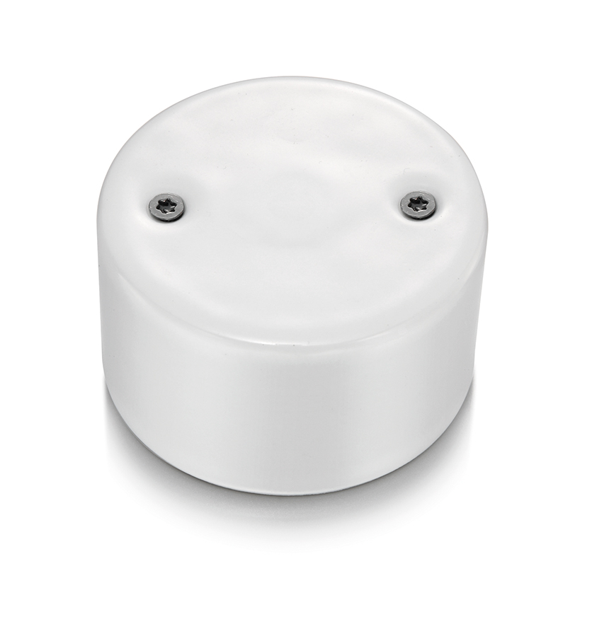 DO installation en saillie couvercle aveugle en porcelaine blanche, vis nickelés noir