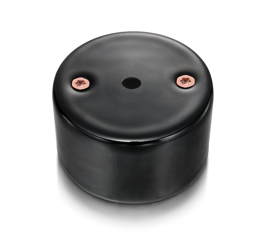 DO surface installation cable outlet porcelain black, screws copper