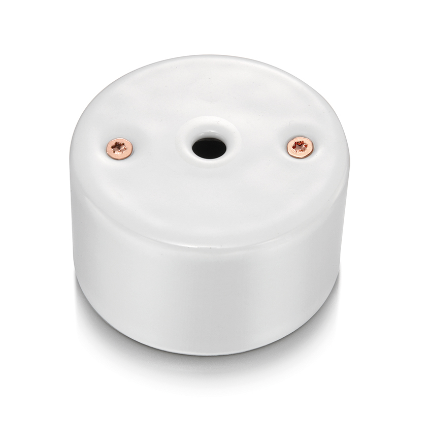 DO surface installation cable outlet porcelain white, screws copper