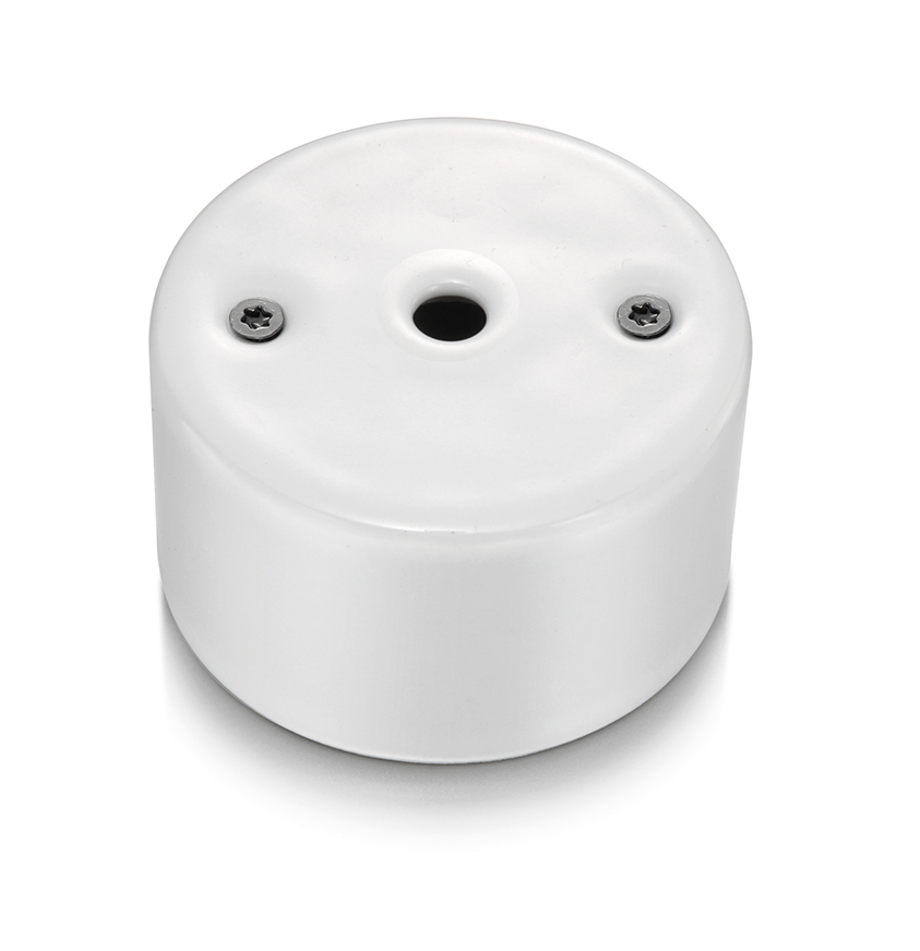 DO surface installation cable outlet porcelain white, screws black nickel