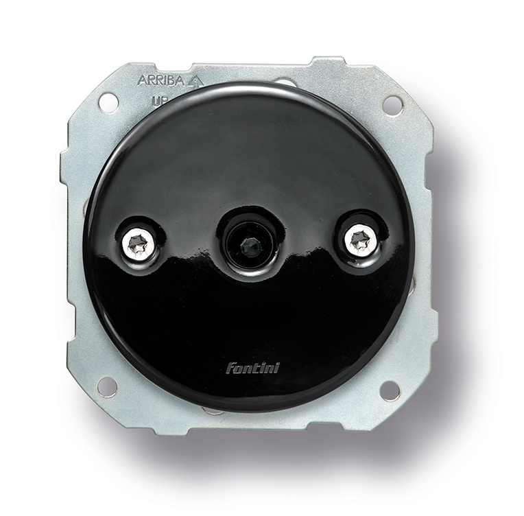 DO inbouw dubbele wisselschakelaar 10A/250V porselein zwart, schroeven chroom