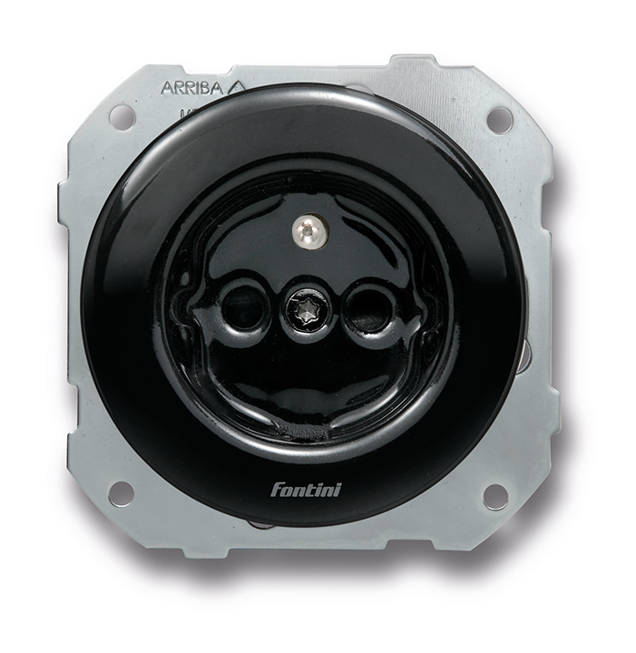 DO Low (inbouw) stopcontact met pinaarding 16A/250V porselein zwart