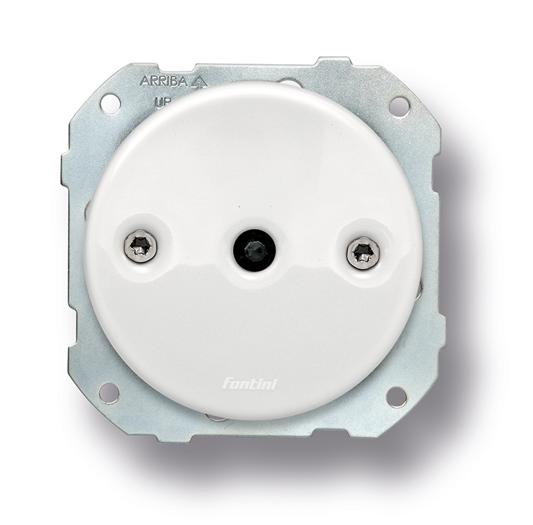 DO installation encastrée double poussoir rotatif 10A/250V en porcelaine blanche, vis nickelés noir