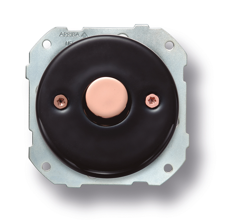 DO fitting installation two-way switch dimmer pour LED 1-120W, incandescent and halogen bulbs 10-300W, transfo 10-300W porcelain black, bouton et screws copper