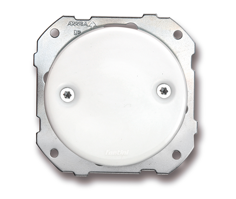 DO installation encastrée couvercle aveugle en porcelaine blanche, bouton et vis chromés