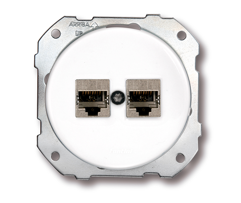 DO installation encastrée double prise RJ45 CAT6A en porcelaine blanche