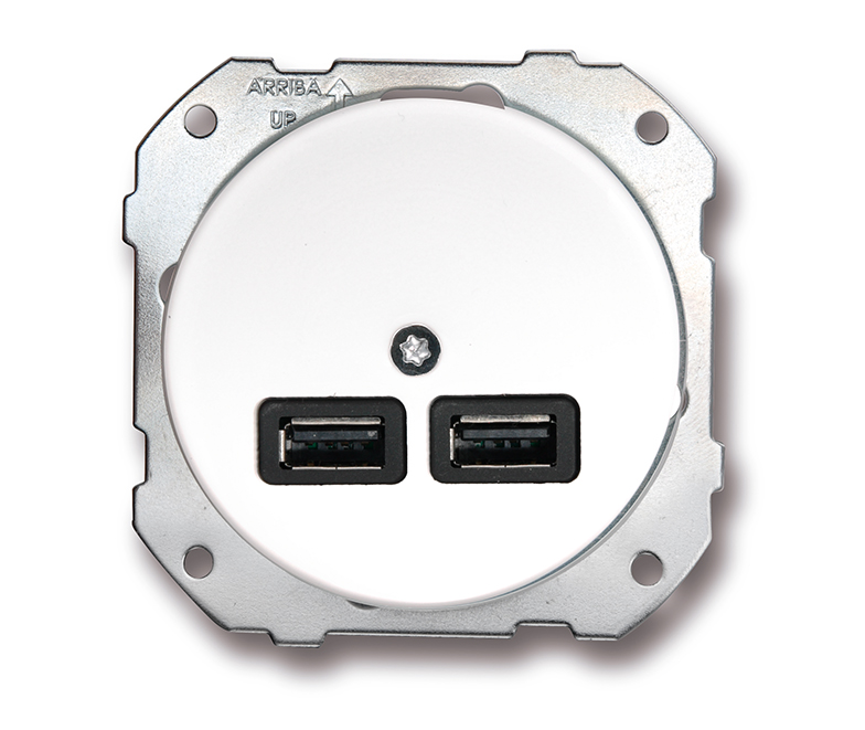 DO inbouw dubbele USB-lader 5V 2,6A porselein wit