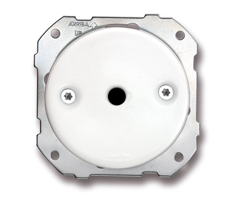 DO installation encastrée sortie de câble diamètre 8mm en porcelaine blanche, vis chromés