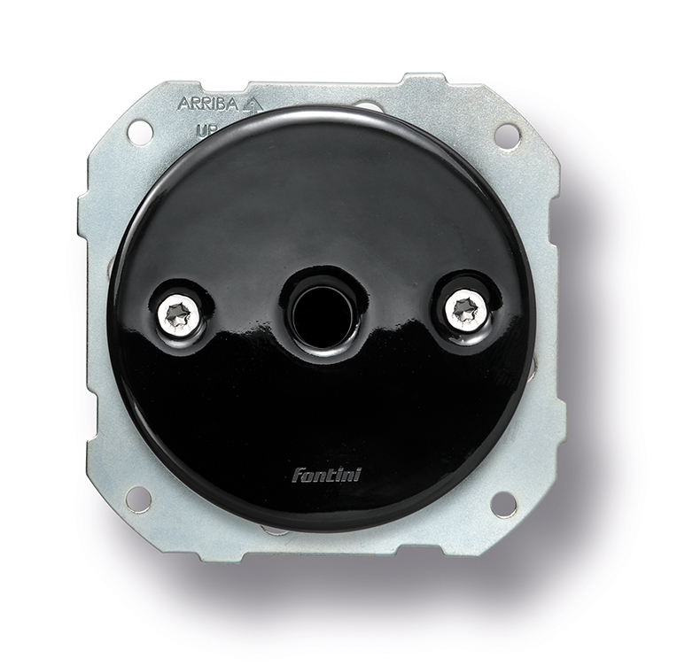 DO inbouw kabeluitgang diameter 8mm porselein zwart, schroeven chroom