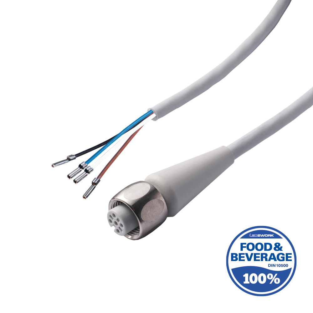 M12 connection cable | A-coded | 4-pin  | 10m | Food & Beverage