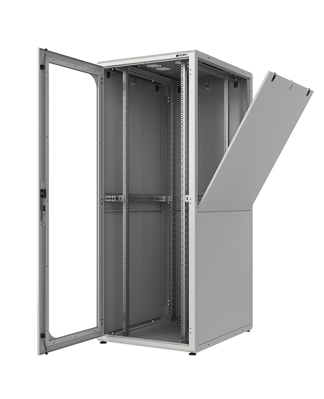 Datacenter rack | 800x1000x2000 | 42U | glass  frontdoor perforated backdoor | grey