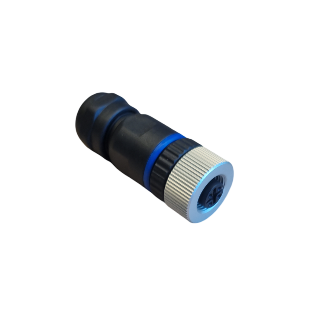 M12 A-code, vrouwelijke connector met schroefaansluiting, 4-polig