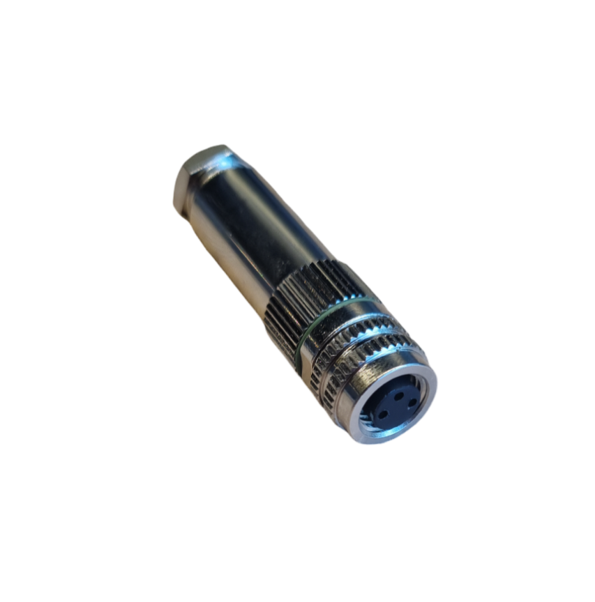 M8 A-code, female connector with solder tabs, 3-pin