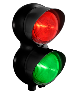 Feu de signalisation LED │ 230V AC │ rouge/vert │ boîtier noir │ lentilles incolores │ ø 92mm