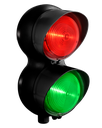 LED verkeerslicht │ 230V AC │ rood/groen │ zwarte behuizing │ kleurloze lenzen │ ø 92mm