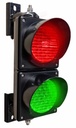 LED traffic light │ 12-24V DC │ red/green │ black housing │ clear lenses │ ø 100mm