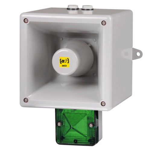 [SVL230AG6] Avertisseur vocal & multi-tons │ radio │ balise vert LED │ 230V AC  │ gris