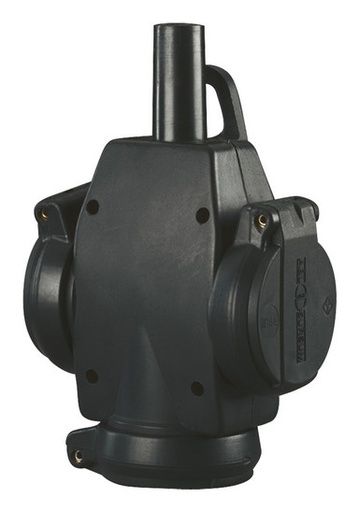 [1473597] Solid rubber 3-way connector with child safety II+A 16A/250V